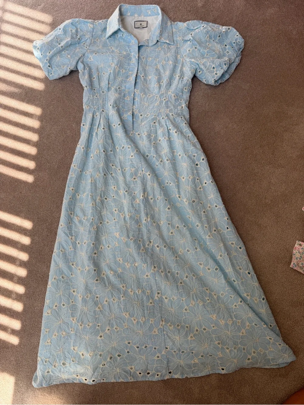 Tuckernuck Delaney Eyelet Maxi Dress with Puff Sleeves - Picture 1 of 4